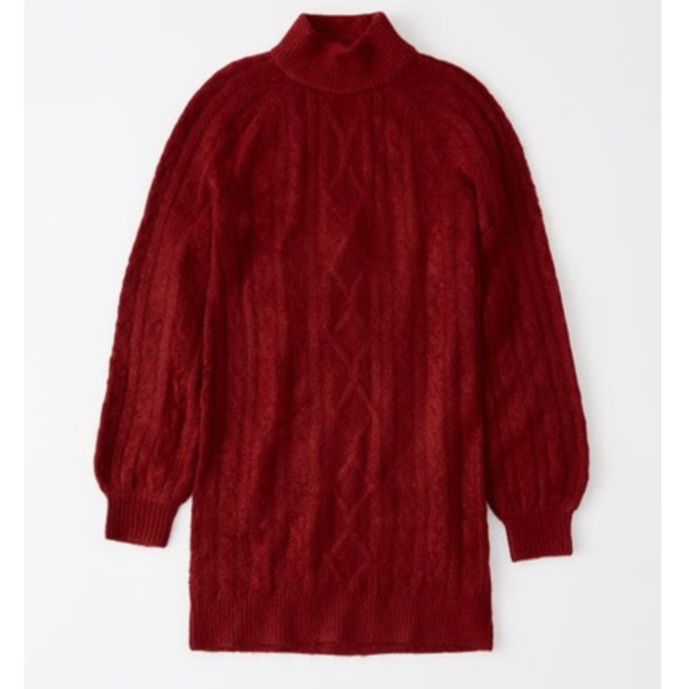 Mockneck Cable Knit Sweater Dress
